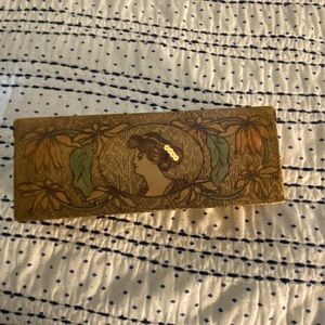Vintage Victorian pyrography woman flower glove box